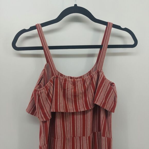 White Fawn Women's Jumpers Red White Stripped Size Large With Ruffles Buttons - Picture 6 of 9